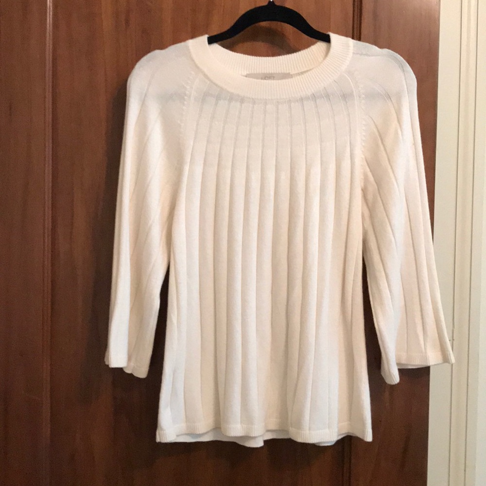 Soft Ivory LOFT sweater 3/4 sleeve